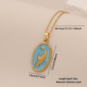 Moda yeni mevsimsel renk şeması güneş çiçek kolye kolye, buğday kulak yıldız ay paslanmaz çelik kolye toptan - Product Image 5