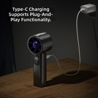 Ventilador de Mano Portátil de Alta Velocidad, Recargable por USB-C, Mini Ventilador Turbo Ajustable, Ventilador Personal para Camping, Senderismo, Oficina y Hogar