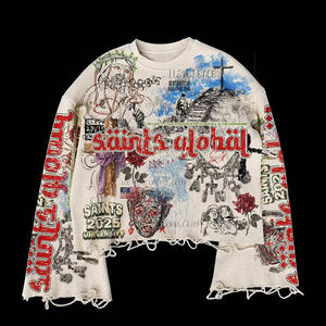 Felpa Personalizzata Streetwear da <span class=keywords><strong>Uomo</strong></span>, Pesante 100% Cotone, Oversize, <span class=keywords><strong>Termica</strong></span>, Maniche Lunghe, <span class=keywords><strong>Maglia</strong></span> a Nido d'Ape Effetto Vissuto - Product Image 2