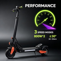 Trottinette électrique pliable avec pneus gonflables de 10 pouces, 800W*2 moteur double, 48V, 3 vitesses, pour adultes