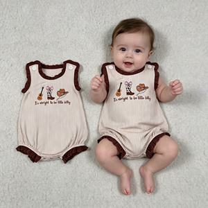 Ropa de Bebé Niña Estilo Vaquero Occidental RTS, Mono de Burbujas para Bebés, Body Casual al por Mayor para Recién Nacidos, Ropa de Bebé de Algodón y Spandex - Product Image 1
