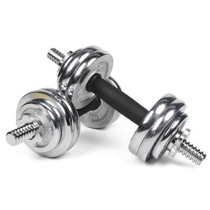 Ensemble d'haltères de 20 <span class=keywords><strong>kg</strong></span> avec disques de poids en <span class=keywords><strong>fonte</strong></span>, poignée dentelée, attaches étoiles et tube de connexion pour entraînement en salle de sport - Product Image 3