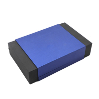 Boîte magnétique rigide de luxe bleue avec logo personnalisé imprimé, boîte cadeau pliable avec couvercle