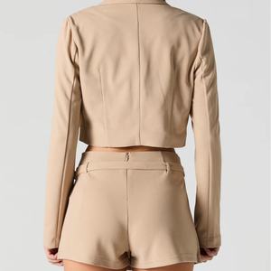 Conjunto de Dos Piezas Formal e Informal OEM en Oferta, Traje Elegante Personalizado para Mujer, Blazer Corto con Corsé y Falda Corta de Manga Larga - Product Image 5