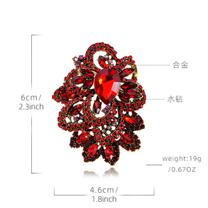 Broche Feminino Retrô Europeu e Americano com Cristais e Strass Exagerados, Acessório para Casaco e Terno, Presente para Festa - Product Image 5