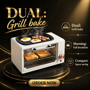 <span class=keywords><strong>Mini</strong></span>-<span class=keywords><strong>four</strong></span> électrique 10L, démarrage à un bouton, contrôle de la température, 750W, design à double bouton, grande fenêtre en verre trempé, pour comptoir - Product Image 6