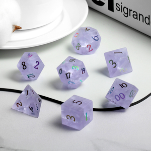 Juego de Dados Poliédricos de Vidrio Agrietado, Dados D&D Personalizados de 16 mm con Acabado Escarchado y Caja Metálica, Color Morado - Product Image 6