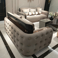 Canapé en cuir de luxe léger SPARKLE meubles de canapé de combinaison de salon de luxe simple pour petit appartement