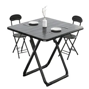 Meja Lipat Meja Makan dan Kursi Sederhana Persegi Meja Portabel Kios Furnitur Dalam Ruangan Set Grosir