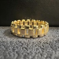 Hip-Hop Nugget-Ring Edelstahl 18K Vergoldet Rollie Geometrischer Breiter Fingerring Trendiger Herren-Modeschmuck