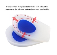 Zinsole livraison directe coussinet de talon en silicone coussinet de talon coeur bleu blanc amorti doux protéger demi-coussin de talon