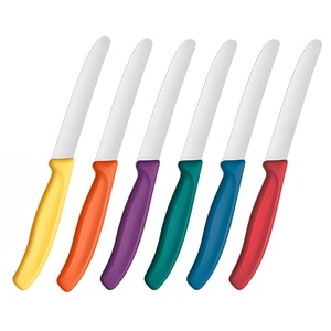 Ensemble de couteaux à steak dentelés colorés en acier inoxydable avec manche en PP, couteaux de table pour la maison, la cuisine, le supermarché et la vente au détail - Product Image 1