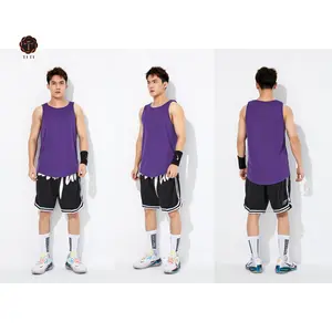 批发定制男士紫色t恤健身健美汗衫训练线单线健身房背心男士背心