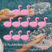 Lot de 15 porte-gobelets gonflables en plastique, design flamant rose, flotteurs pour boissons, supports de gobelets, sous-verres pour fête au bord de la piscine, capacité de 100 kg
