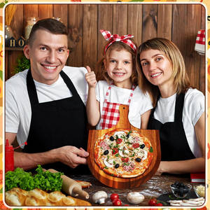 Madera de Acacia <span class=keywords><strong>Pizza</strong></span> Peel Cheese Serving Tray 12 pulgadas Espátula de madera Paleta de madera <span class=keywords><strong>Pizza</strong></span> Paddle con asas - Product Image 6