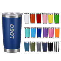 Mug de voyage isotherme en acier inoxydable de 20 oz avec logo personnalisé, revêtement poudré, pour cadeaux promotionnels