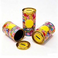 Boîte de rangement cylindrique ronde en fer blanc pour pièces de monnaie, argent, biscuits, gâteaux, bonbons ou chocolats