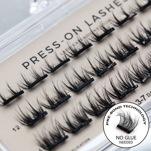 Etiqueta privada autoadhesiva 16mm Wispy Cluster pestañas Press and <span class=keywords><strong>Go</strong></span> C Curl forma de ojo de gato para mejorar el maquillaje - Product Image 2