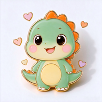 Épinglette en métal personnalisée en forme de dinosaure, badge mignon de dessin animé pour la création de logo