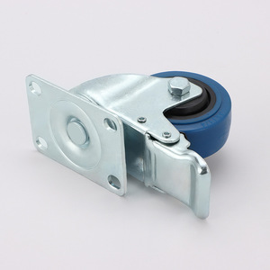 Blue TPR Swivel Caster Wheel Medium Size Dual Bearings Silent Industrial Casters - Product Image 2