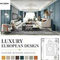 Service professionnel de design d'intérieur pour salon avec solution complète d'aménagement de la maison et de rendu 3D