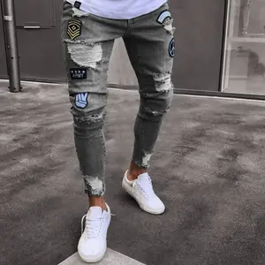 Custom New Design Top Quality Men Fashion pantaloni neri Jeans pantaloni Oem Denim strappato Fancy Unbranded Stretch Men Jeans per uomo