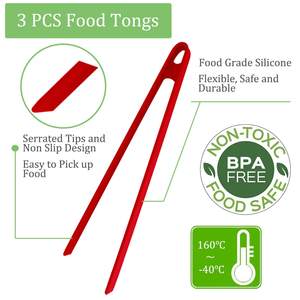 Food Grade <b>Silicone</b> Kitchen Tongs Trivet for Cooking Thickened Long Handle - Product Image 2