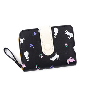 Cartera de Cuero para Mujer con Diseño de Conejito y Flores Pequeñas, Estilo Macaron, Linda Cartera de Mano con Estampado de Conejito para Niñas - Product Image 6
