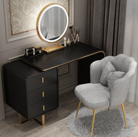 Table de toilette moderne Simple, ensemble de miroir, chaise douce, coiffeuse avec miroir Led