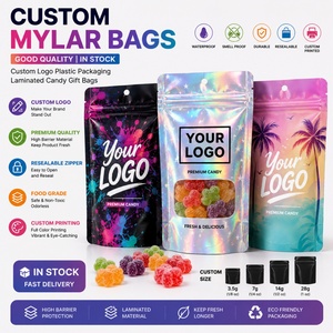 Bolsas de Regalo de Plástico con Logotipo Personalizado de Buena Calidad en Existencia, Bolsas de Mylar Impresas Personalizadas Resistentes al Agua - Product Image 1