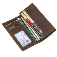 Toptan yeni özel Vintage hakiki deri çanta çılgın at deri uzun cüzdan