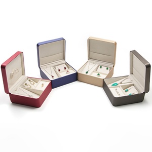 Luxury Big Jewelry Box Packaging Fashion Square Jewelry Clamshell Box Pu Leather Ring Necklace <b>Earring</b> Jewelry <b>case</b> Full Set - Product Image 2