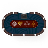 Table de poker Texas Hold'em YH noire à base ovale carrée - Table de poker professionnelle de casino avec porte-gobelets 10 places