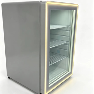 Refrigerador Pequeño con Puerta de Vidrio, Mini Nevera de 70l, 3 Estantes Metálicos, Esquinas Redondeadas, Enfriador de Bebidas - Product Image 1