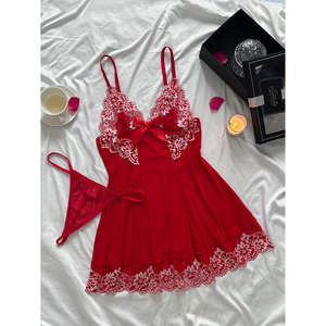 Set di Biancheria da Notte in Pizzo Verde per Donna XL, Elegante e Romantico, Vestaglia con Spalline, Lingerie Alla Moda e Sexy - Product Image 3