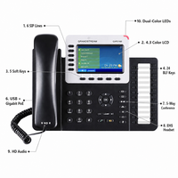 Telefono IP Aziendale Grandstream GXP2160 a 6 Linee, Display LCD a Colori da 4,3 Pollici, Tasti a Due Colori, 24 BLF, Conferenza a 5 Vie, Gigabit PoE VoIP
