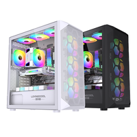 Boîtier PC de bureau Lovingcool E-ATX Full Tower en verre trempé avec ventilateur de refroidissement pour jeux, boîtier d'ordinateur en plastique