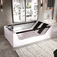 Baignoire autoportante rectangulaire moderne en acrylique blanc, écologique, avec fonction de massage à air et de bain à remous pour salle de bain d'appartement
