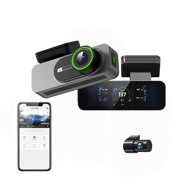 2.0'' 2K+1080P IPS Dual Lens Dash Cam G-Sensor WiFi Loop Recording Night Vision 1 Year Warranty 2-CH DVR 150-180 Angle 12-24V