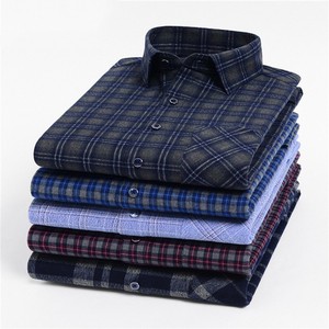 Camicia a Quadri 100% Cotone per <span class=keywords><strong>Uomo</strong></span>, Manica Lunga, Stile Business Casual, Tessuto Spesso - Product Image 1