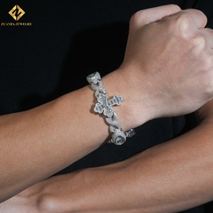 Precio de fábrica: Cadena cubana de plata S925 con moissanita brillante, estilo rap, chapada en rodio, pulsera con ojos. - Product Image 2