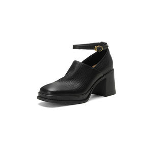 Zapatos de Tacón Bajo de Cuero Auténtico con Punta en Pico, Impermeables, Elegantes para Fiesta, Vestido de Oficina, Primavera 2026 - Product Image 1