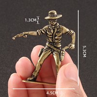 Figurine miniature de soldat cowboy vintage en laiton, jouet en métal antique, statue décorative pour la maison et le bureau, cadeau de collection en gros