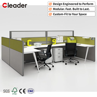 Poste de travail cloisonné pour bureau de 2 à 8 places avec cadre en aluminium et écran acoustique insonorisé pour centre d'appels