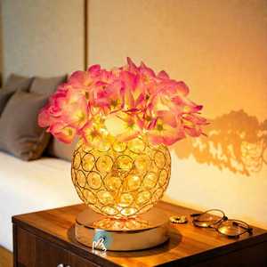 Lampe de <span class=keywords><strong>table</strong></span> rechargeable à LED en forme de fleur artificielle, cristal, pour cuisine, chambre, bureau, décoration intérieure, Hortensia rose en pot - Product Image 1