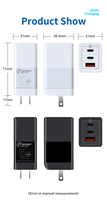 Productos de Alta Demanda al por Mayor: Cargador USB-C Plegable de 3 Puertos Tipo C con QC 3.0, PPS, Carga Rápida de 65W, Tecnología GaN, Certificaciones FCC y CE