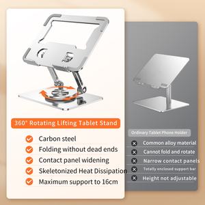 Soporte de Escritorio Metálico Giratorio de 360 Grados Mingcard para Todos los Teléfonos y Tabletas de hasta 12.9 Pulgadas, Plegable y Ajustable - Product Image 6