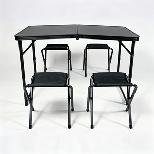 Portable Folding Camping <b>Table</b> Set, Lightweight Foldable <b>Table</b> with 4 Folding Stools for Outdoor <b>Activities</b> - Product Image 5