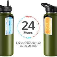 Bouteille d'eau isotherme en acier inoxydable à double paroi à large ouverture de 32 oz et 40 oz fabriquée
