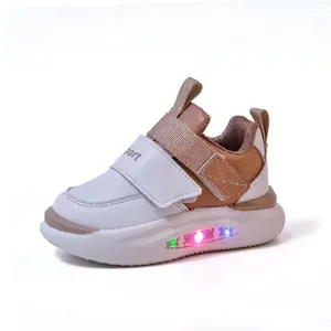 Scarpe firmate a goccia Zero in vera pelle per bambini ragazzi ragazze a piedi nudi minimalisti Casual per bambini scarpe da ginnastica con luci